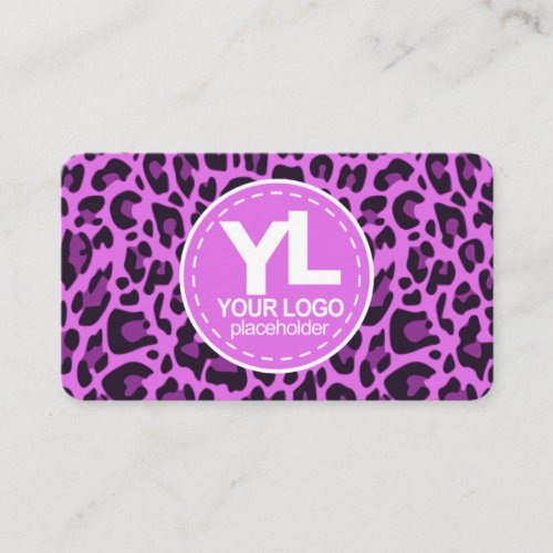 Your Logo Purple Leopard Print Rockabilly Pattern Business Card
