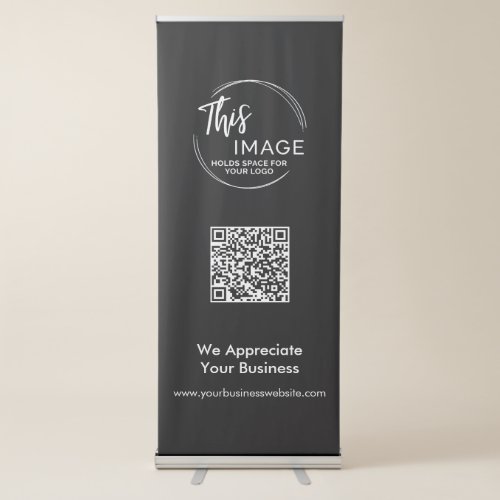 Your Logo  QR Code Business Promo Black Retractable Banner