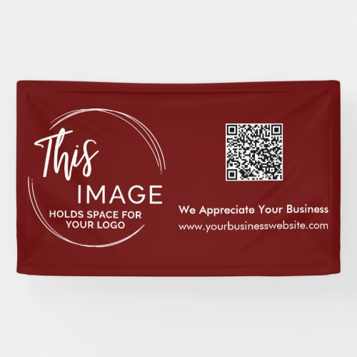 Your Logo  QR Code Business Promo Burgundy Red Banner