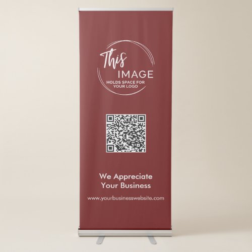 Your Logo  QR Code Business Promo Burgundy Red Retractable Banner