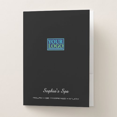 Your Logo QR Code Business Promo Name Black Pocket Folder