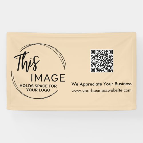 Your Logo  QR Code Business Promo Neutral Sand Banner