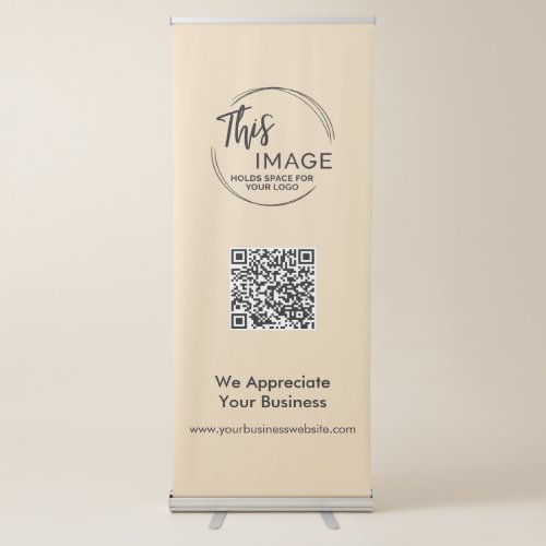 Your Logo  QR Code Business Promo Neutral Sand Retractable Banner