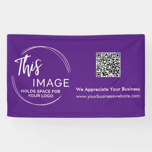 Your Logo  QR Code Business Promo Purple Banner