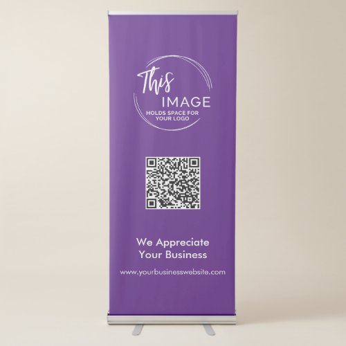 Your Logo  QR Code Business Promo Purple Retractable Banner