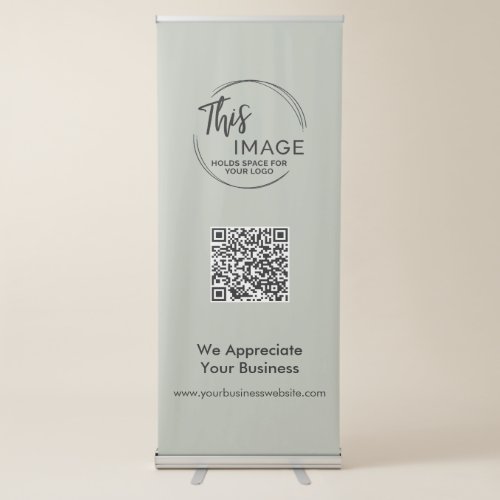 Your Logo  QR Code Business Promo Sage Green Retractable Banner