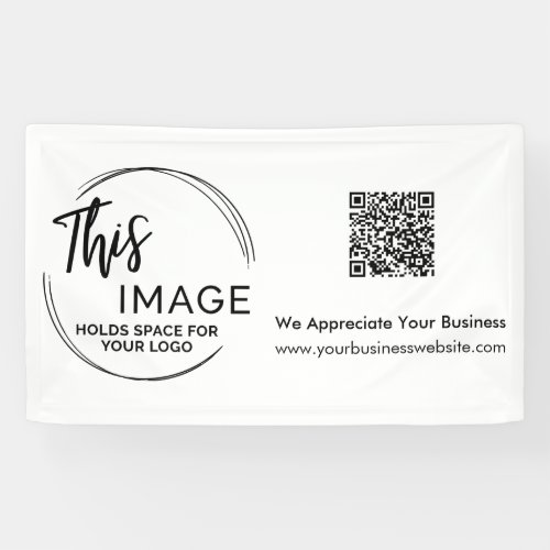 Your Logo  QR Code Business Promo White Banner