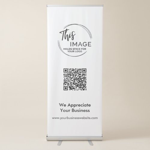 Your Logo  QR Code Business Promo White Retractable Banner