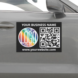 Your Logo & QR Code Business Promotional Black Car Magnet