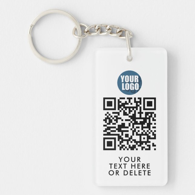 Your Logo & QR Code Business Promotional Marketing Keychain (Front)