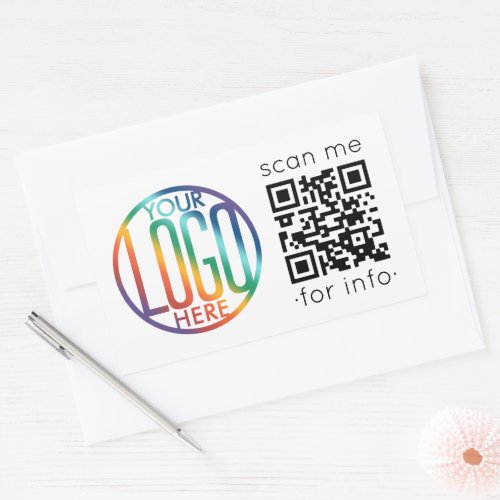 Your Logo  QR Code Business Website Promotional Rectangular Sticker