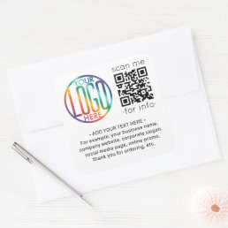 Your Logo &amp; QR Code Business Website Promotional Square Sticker