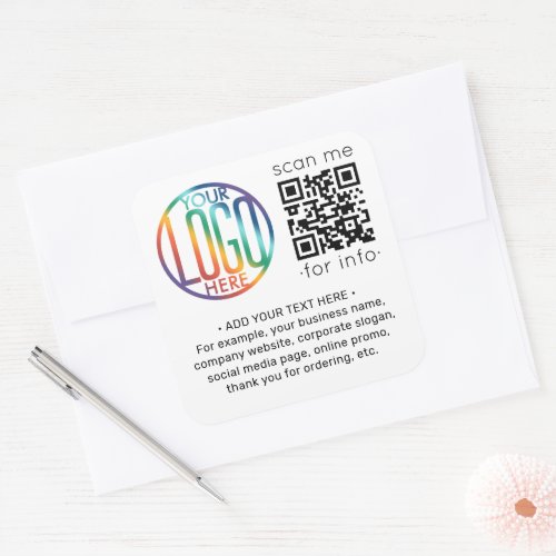 Your Logo  QR Code Business Website Promotional Square Sticker