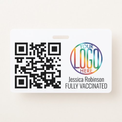 Your Logo QR Code Covid Vaccine Pass Employee ID Badge