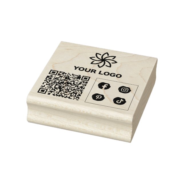 Your Logo QR Code Custom Business Rubber Stamp (Stamp)