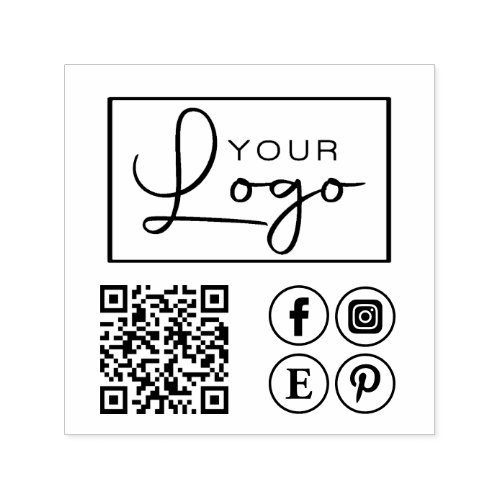 Your Logo QR Code Custom Social Media Business  Self_inking Stamp