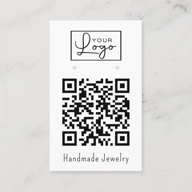 Your Logo QR Code Earring Display Social Media Business Card (Front)