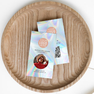 Your Logo QR Code Holographic Employee Photo Business Card