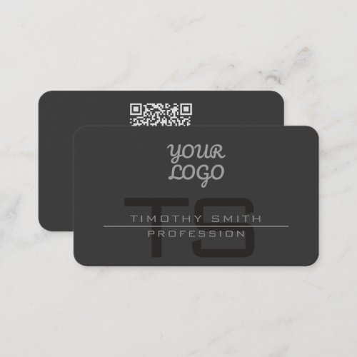Your Logo  QR code Modern Dark Gray Business Card