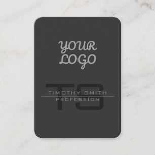 Your Logo & QR code Modern Dark Gray Business Card