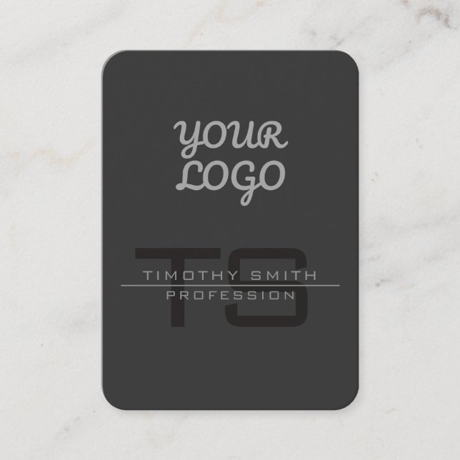 Your Logo & QR code Modern Dark Gray Business Card (Front)