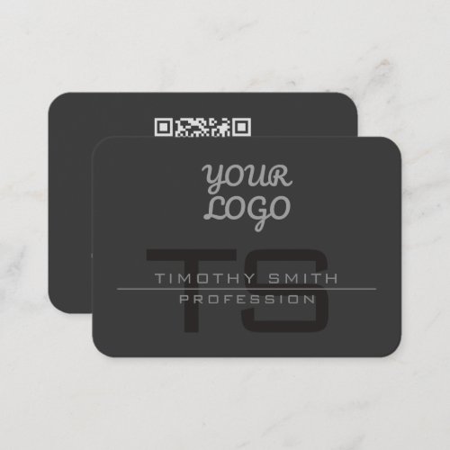 Your Logo  QR code Modern Elegant Dark Gray Business Card