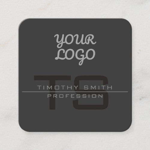 Your Logo  QR code Modern Elegant Dark Gray Square Business Card