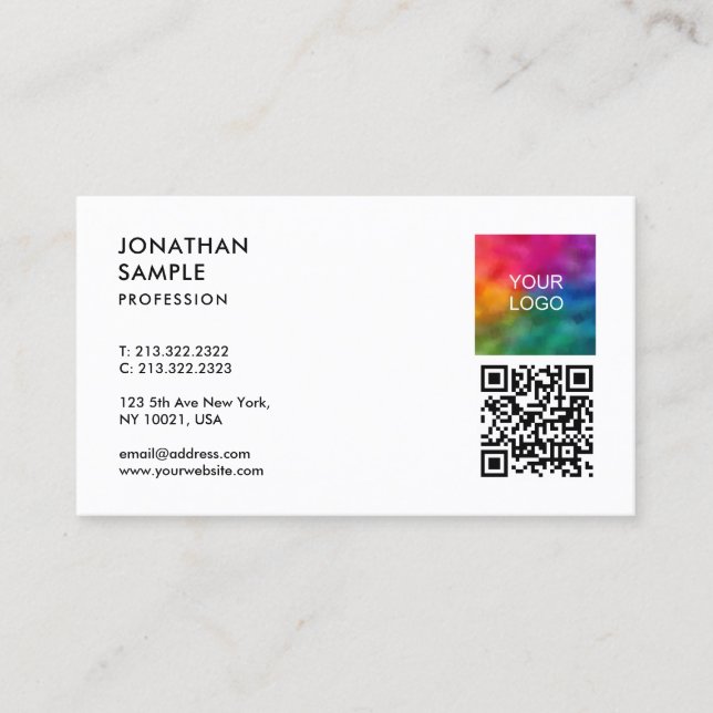 Your Logo QR Code Modern Elegant Professional Business Card (Front)