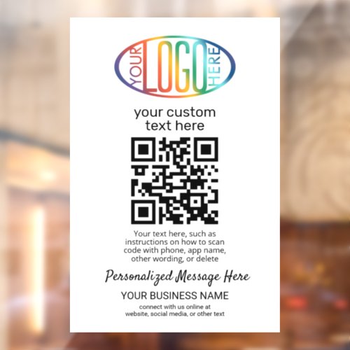 Your Logo  QR Code Modern Professional Business Window Cling