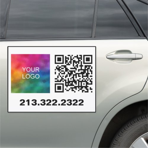 Your Logo QR Code Phone Number Modern Template Car Magnet