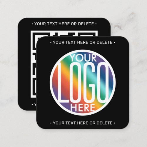 Your Logo  QR Code Professional Marketing Black Square Business Card