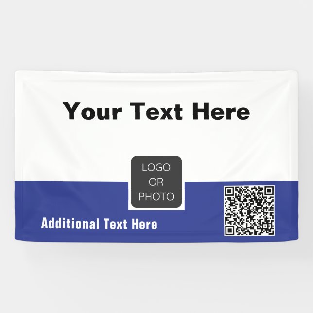 Your Logo QR code Simple Minimal Business Banner (Horizontal)