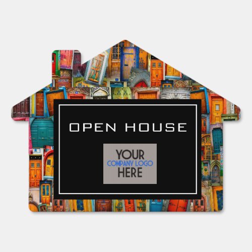 Your Logo Real Estate Doors Collage Open House Sign