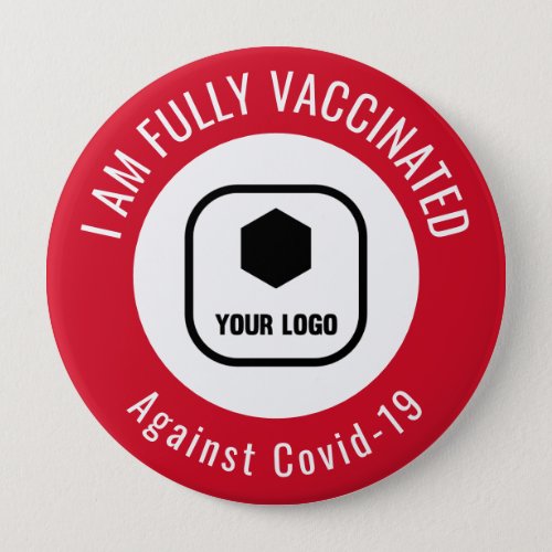 Your Logo Red White Employee Business Vaccinated Button