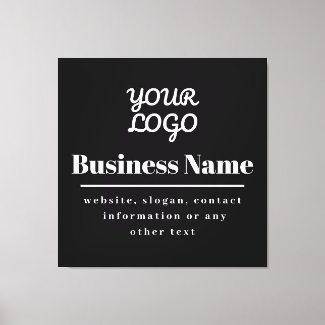 Your Logo Retro-Modern Black & White Canvas Print (Front)
