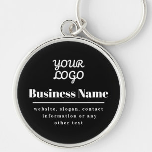 Your Logo Retro-Modern Black & White Keychain