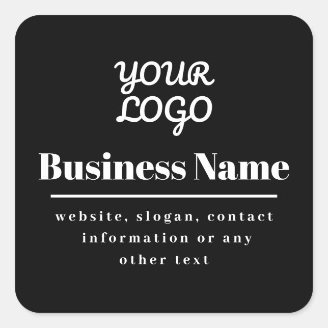 Your Logo Retro-Modern Black & White Square Sticker (Front)