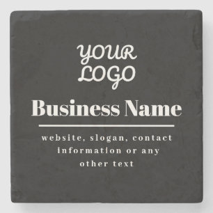 Your Logo Retro-Modern Black & White Stone Coaster