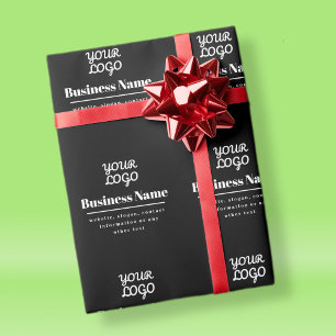Your Logo Retro-Modern Black & White Wrapping Paper