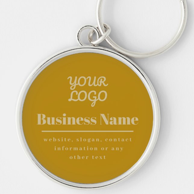 Your Logo Retro-Modern Dark & Light Gold Keychain (Front)