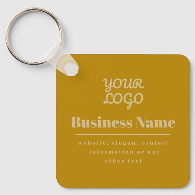 Your Logo Retro-Modern Dark & Light Gold Keychain (Front)