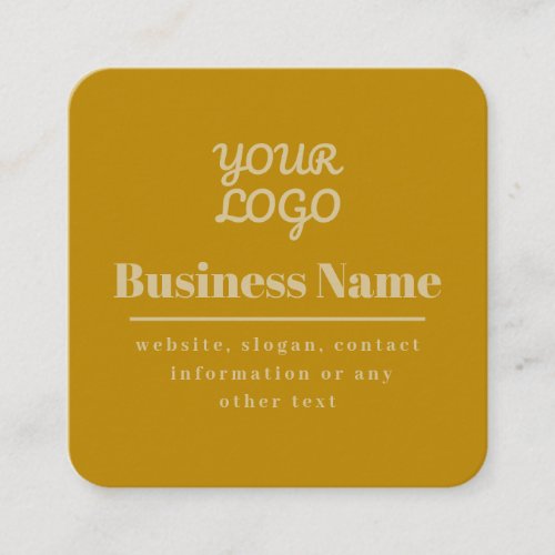 Your Logo Retro_Modern Dark  Light Gold Square Business Card