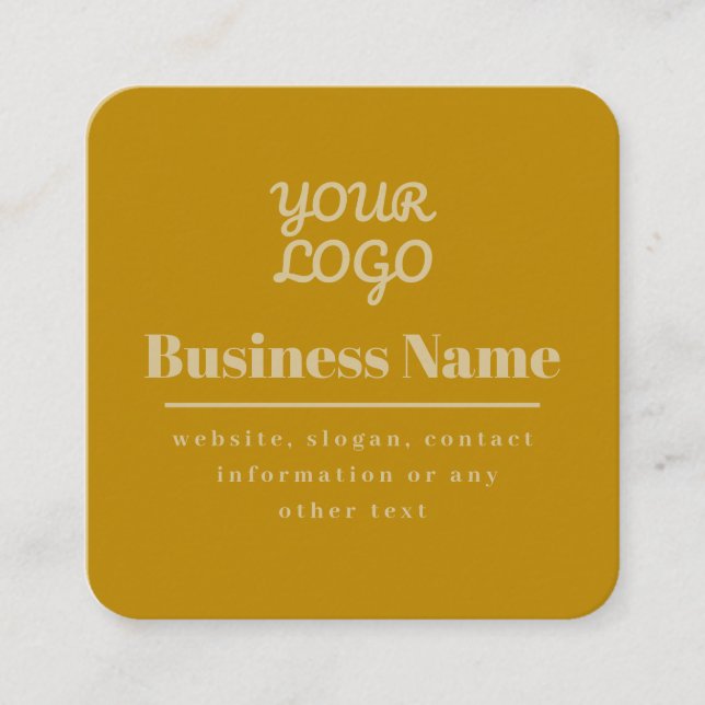 Your Logo Retro-Modern Dark & Light Gold Square Business Card (Front)