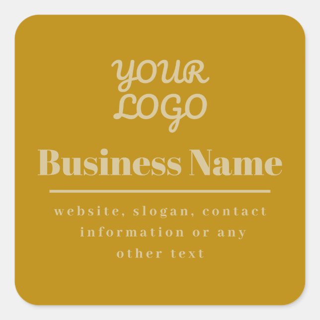 Your Logo Retro-Modern Dark & Light Gold Square Sticker (Front)