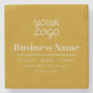 Your Logo Retro-Modern Dark & Light Gold Stone Coaster