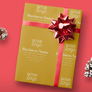 Your Logo Retro-Modern Dark & Light Gold Wrapping Paper