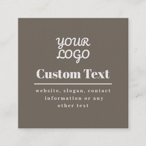 Your Logo Retro_Modern Modern Beige  Light Grey Square Business Card