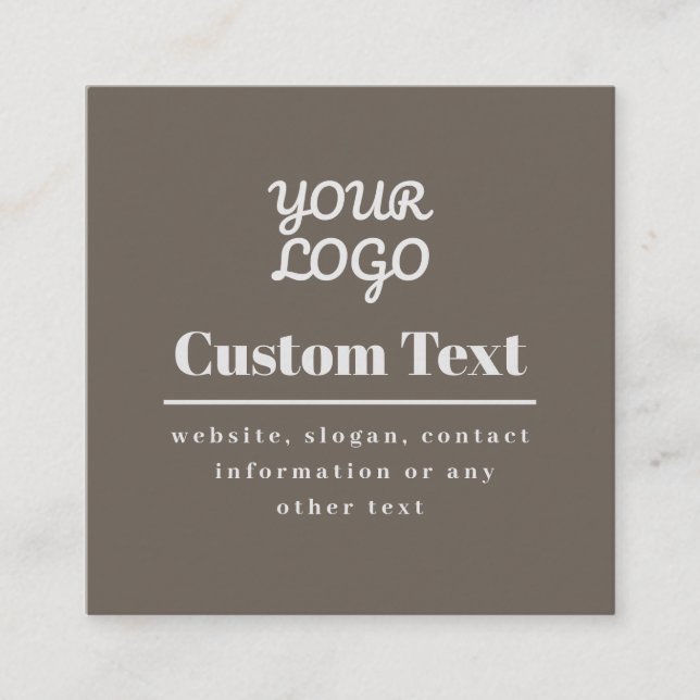 Your Logo Retro-Modern Modern Beige & Light Grey Square Business Card (Front)