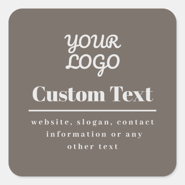Your Logo Retro-Modern Modern Beige & Light Grey Square Sticker (Front)