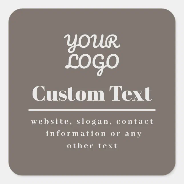 Retro Grey Sticker Your Logo Retro-Modern Modern Beige & Light Grey Square Sticker | Zazzle